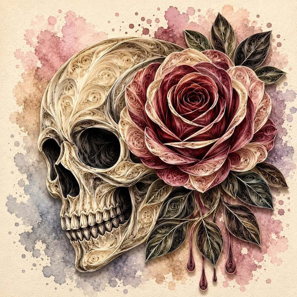 8 X 8 Framed Quilled Skull 9 Ab 8